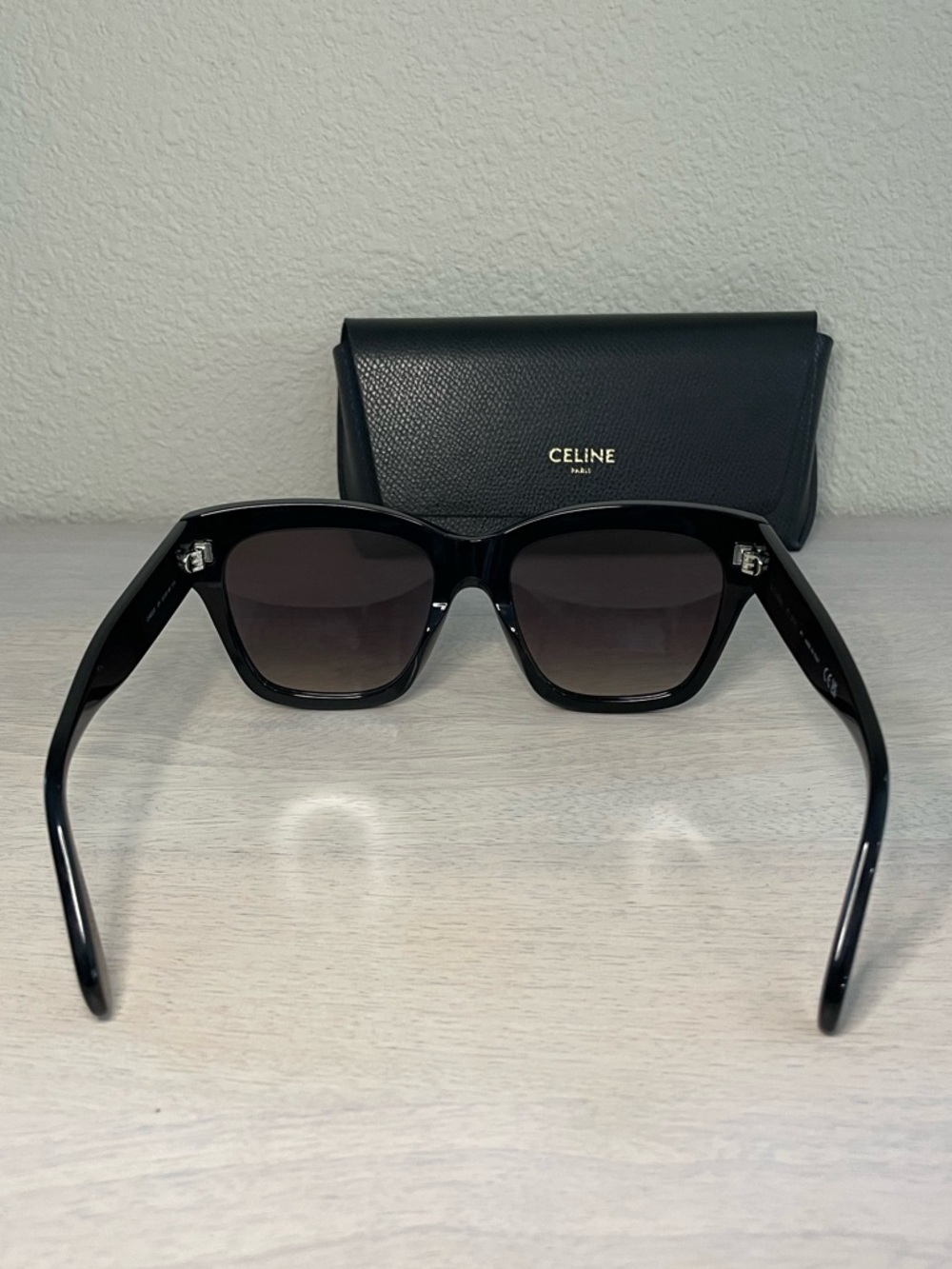 Celine Triomphe Acetate Square Black Sunglasses - Picture 11 of 11